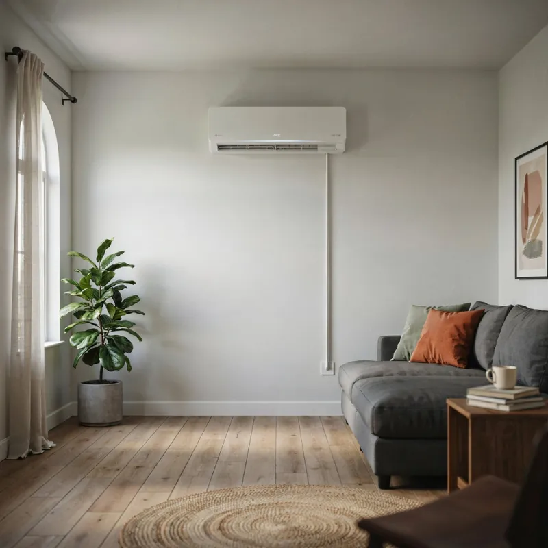 Ductless mini-split indoor unit mounted in a bonus room